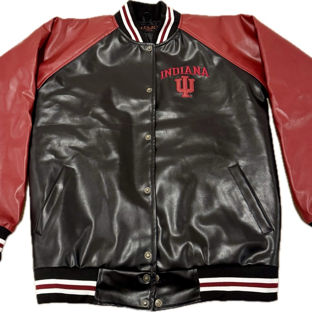 Custom Indiana University Black and Red Letterman Jacket